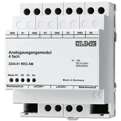 Modul actuator analogic, 4 butoane, Dispozitiv de montare pe șină. 2204.01 REGAM