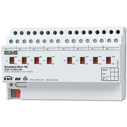 Actuator de comutare, 8 butoane, Dispozitiv de montare pe șină. 2308.16 REGHM