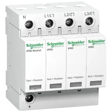 Descărcător supratensiune iPRD8r, Tip 3, Module de protecție plug-in, 3P+N, Imax 8kA. A9L08601