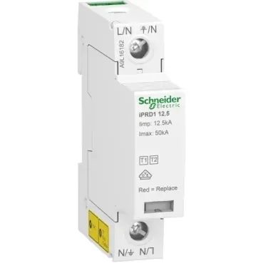 Descărcător supratensiune Tip 1+2, Acti9 iPRD1 12.5r, 3P, 400V AC, Imax 50kA, cu contact de semnalizare. A9L16382