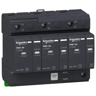 Descărcător supratensiune PRD1 25R 3P+N Tip 1+2, Uc 350V. 16332 