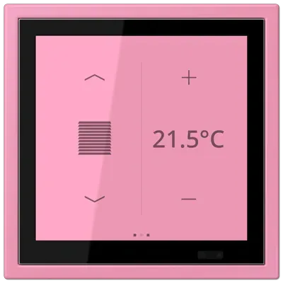 Controler de cameră KNX LS TOUCH cu rama LS ZERO, din gama LS, culoare rose vif (4320C). LCZ 459 BFD1S 246