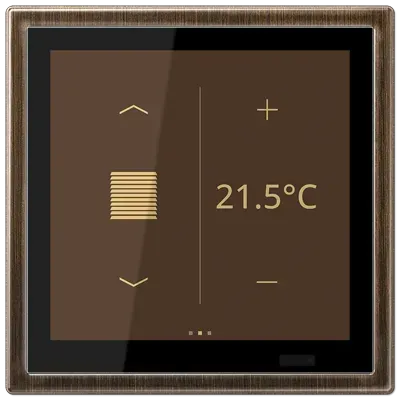 Controler de cameră KNX LS TOUCH cu ramă LS 990, din gama LS, culoare aluminiu. AL 459 D 1S