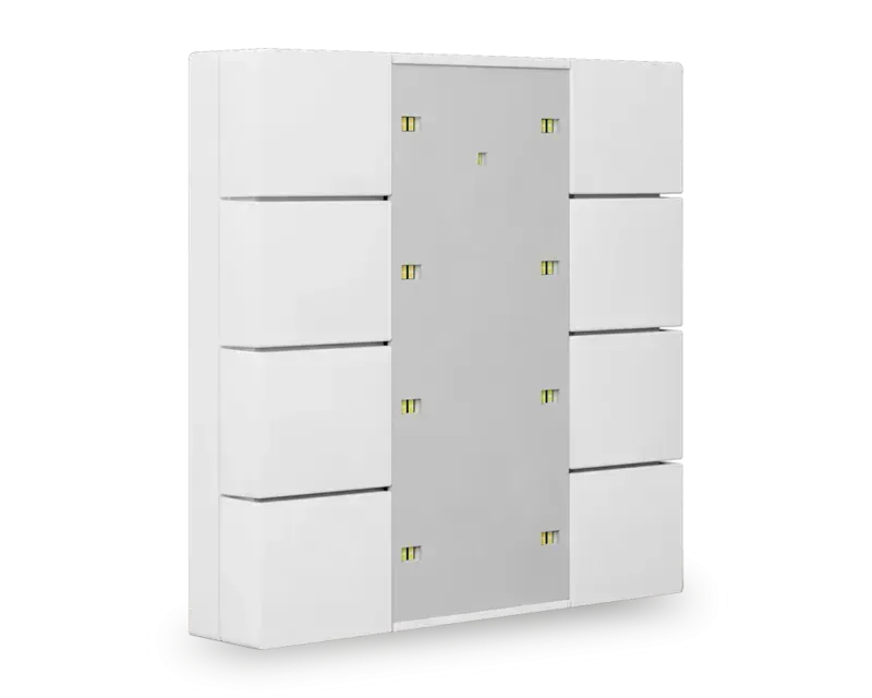 Push-button Plus 55 seria .02 alb-pur-mat cu 8 butoane