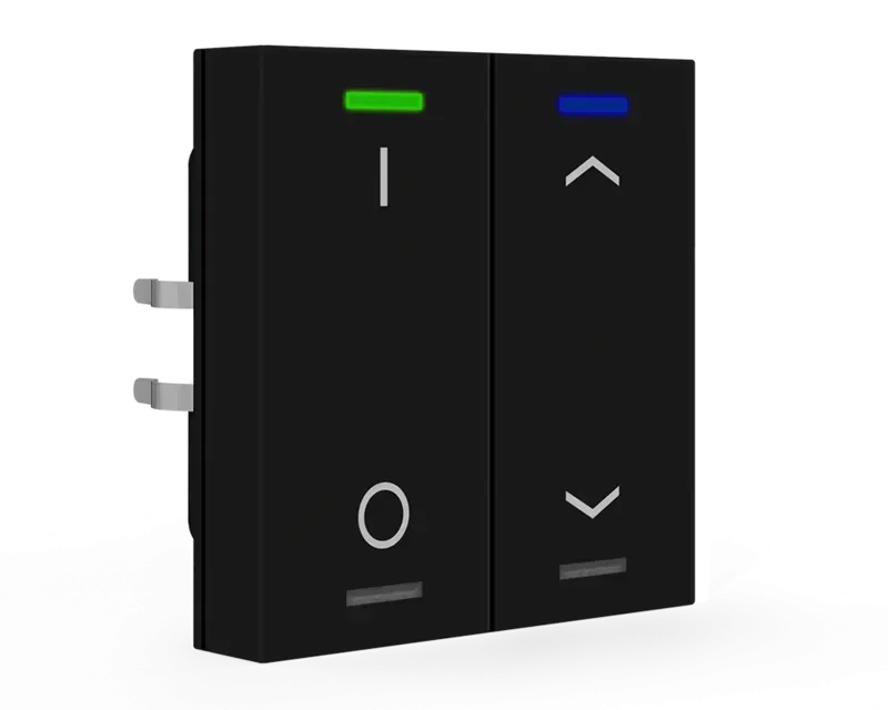 Push-button Lite 55 cu simbol I/O si Up/Down,negru cu 2 butoane