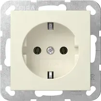 Priză Gira- SCHUKO 16 A 250 V.  Cleme cu șurub, culoare alb crem lucios. 418001