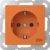 Priză Gira- SCHUKO 16 A 250 V~ cu capac portocaliu și inscripție 