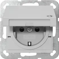 Priza Gira-SCHUKO 16 A 250 V cu capac rabatabil si obturator Sistem 55, gri mat. 4414015
