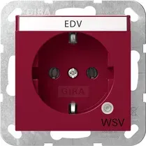 Priza Gira-SCHUKO 16 A 250 V cu indicator luminos si camp de etichetare Sistem 55, crem lucios. 445201
