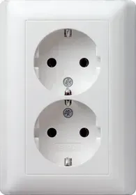  SCHUKO- Dubla priza Gira 16 A 250 V cu placa completa Standard 55, alb pur lucios. 078003