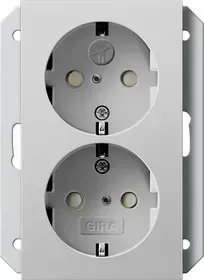 SCHUKO-Dubla priza Gira 16 A 250 V cu obturator pentru doza de aparat sub tencuiala simpla, antracit. 273128