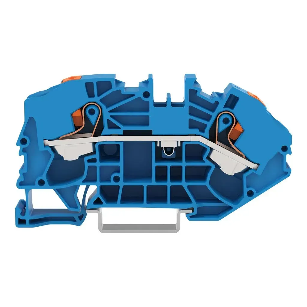 Clema sir Wago 16mm2 push-in cu buton de apasare pt. sina de montaj 35x15 si 35x7 albastra 2216-76045