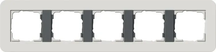 Rama 5 module Gira E3, gri deschis Soft-Touch cu cadru suport alb pur lucios 0215411
