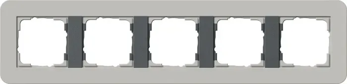 Rama 5 module Gira E3, gri Soft-Touch cu cadru suport alb pur lucios 0215412