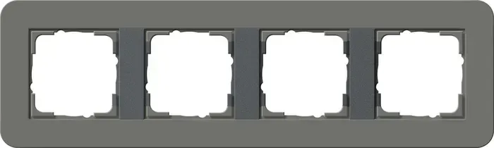 Rama 4 module Gira E3, gri închis Soft-Touch cu cadru suport alb pur lucios 0214413