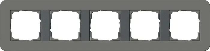 Rama 5 module Gira E3, gri închis Soft-Touch cu cadru suport alb pur lucios 0215413