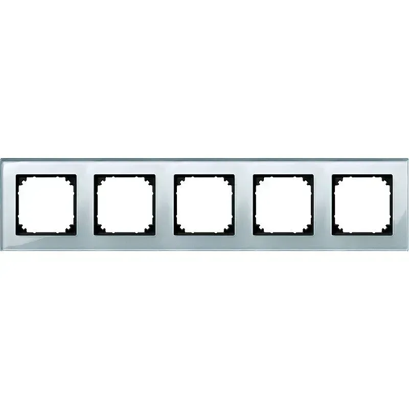 Rama 5 module Merten M-Plan din sticla Argintiu