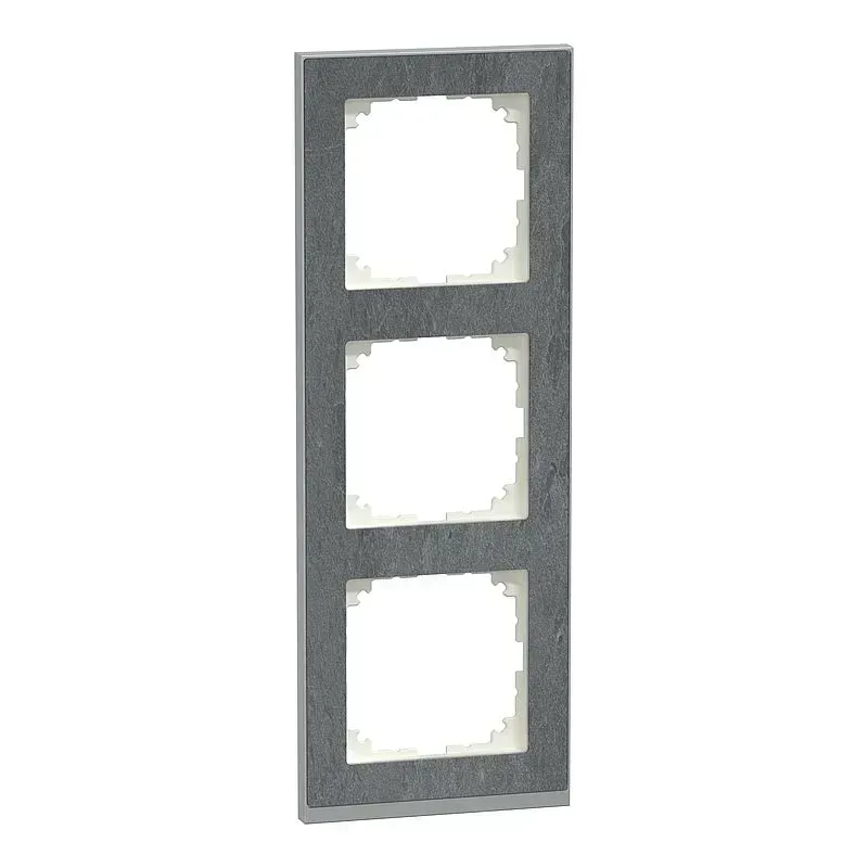 Rama tripla Merten M-Pure Decor Gri-sist/aluminiu