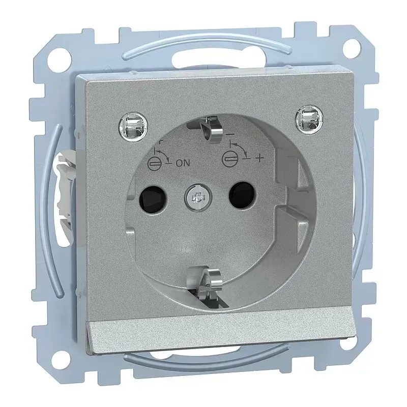 Priza SCHUKO Merten System M aluminiu cu ieșire pentru lumină si protecție împotriva atingerii 