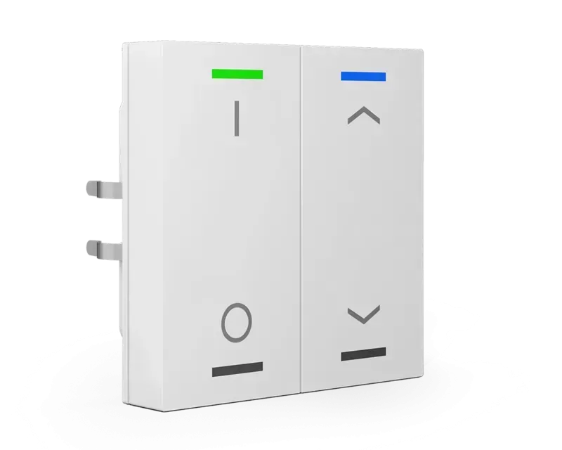 Push-button Lite 60 CH cu simbol I/O si Up/Down, alb cu 2 butoane. BE-TAL60T211.D1