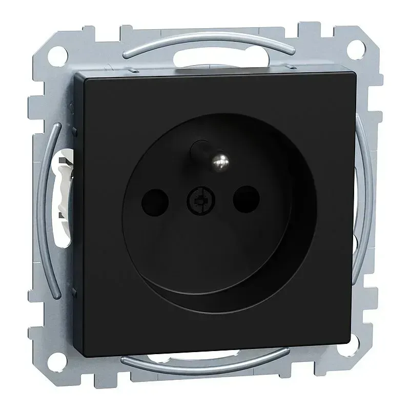 Priză cu bolț de contact Sistem M cu protectie negru-mat