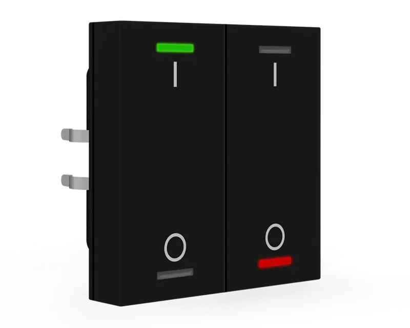 Push-button Lite 60 CH cu simbol I/O , negru cu 2 butoane. BE-TAL60T216.B1
