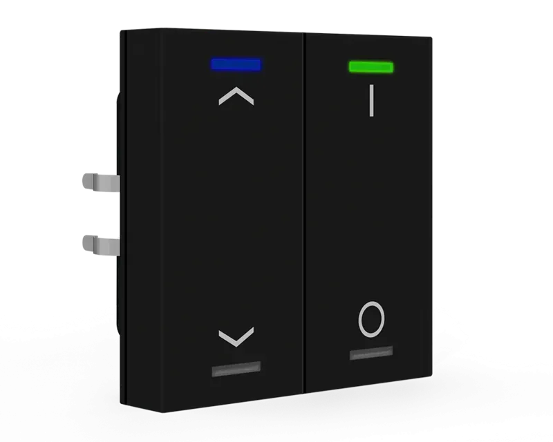 Push-button Lite 60 CH cu simbol Up/Down si  I/O, negru cu 2 butoane. BE-TAL60T216.C1