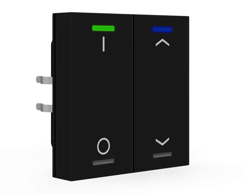 Push-button Lite 60 CH cu simbol I/O si Up/Down negru cu 2 butoane. BE-TAL60T216.D1