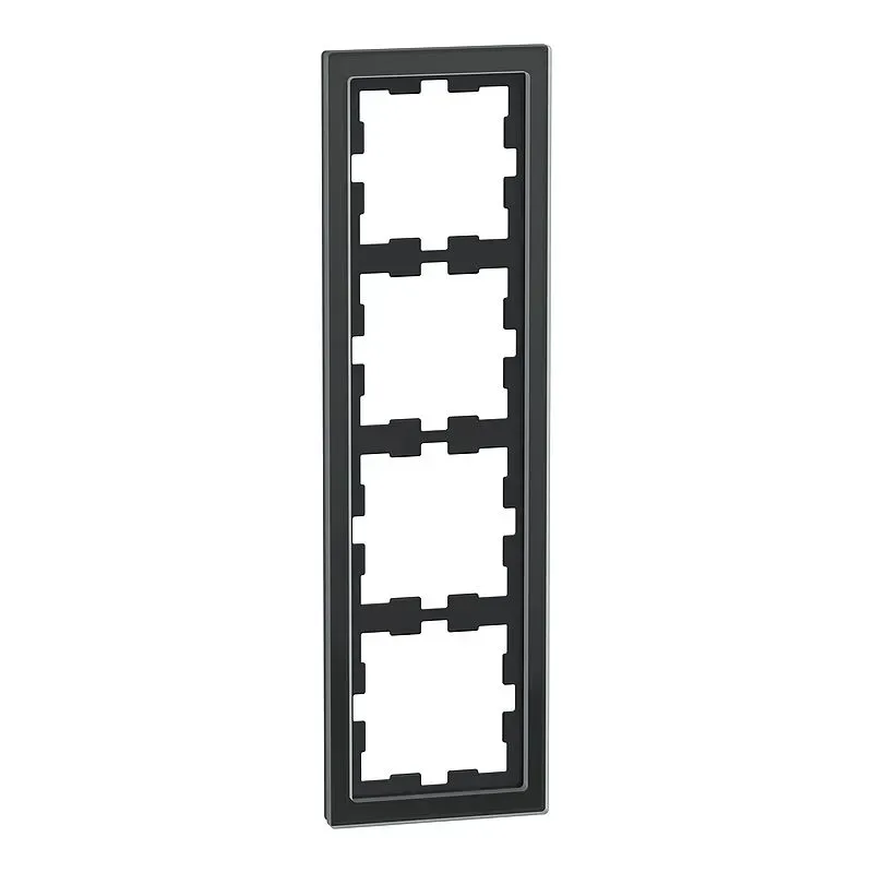 Rama cu 4 module sticla Merten D-Life,  onix negru. MEG4040-6503