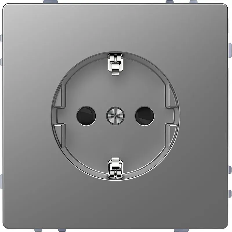 Priza SCHUKO Merten System Design, protectie la atingere sporita, cleme cu surub lift, antracit. MEG2400-6034