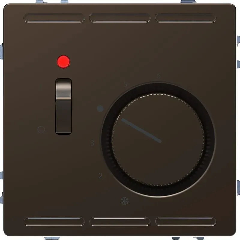 Termostat pentru incaperi  24V cu intrerupator si placa centrala, Merten System Design, nichel metalic. MEG5761-6050