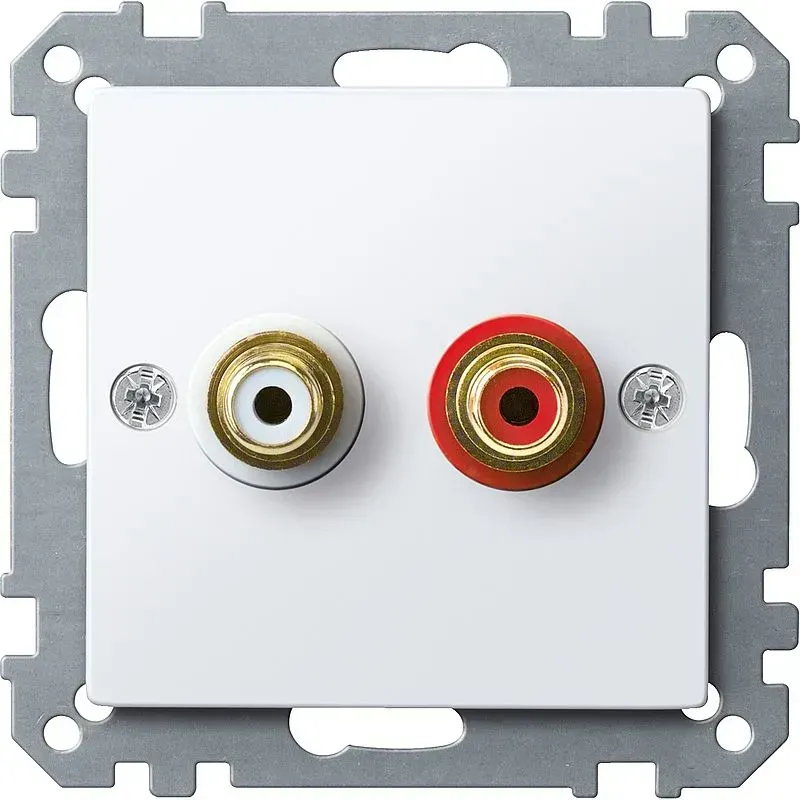 Priza audio System M pentru conexiune audio, alb activ lucios. MEG4350-0325