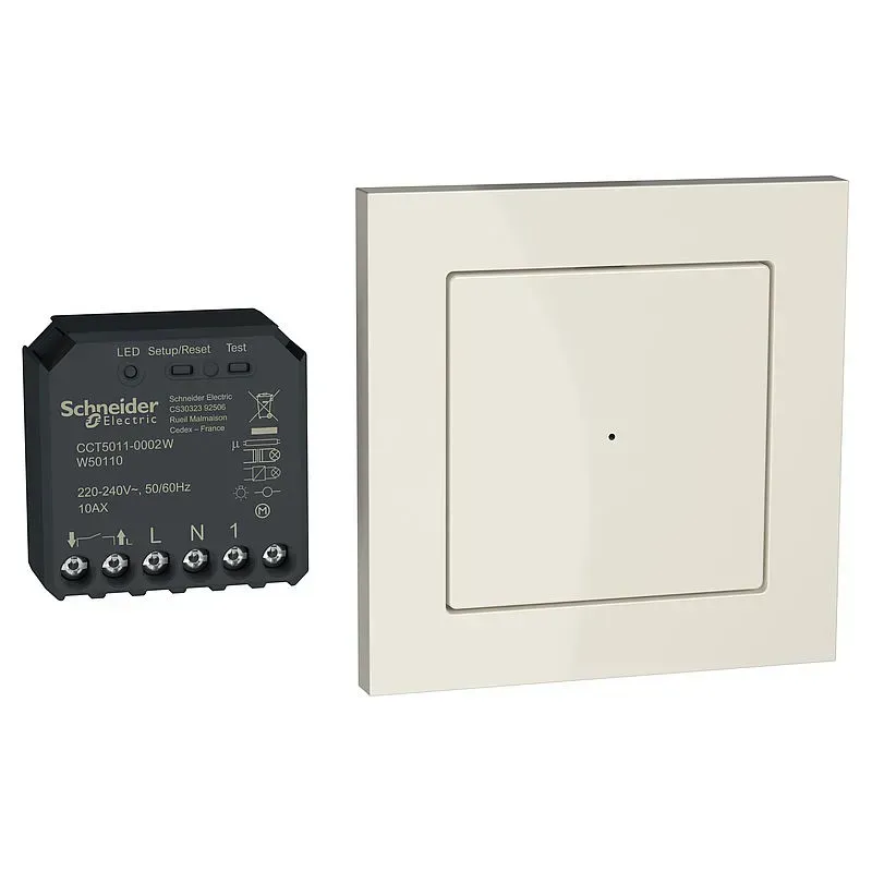 Solutie Connected pentru comutare, solutie Quick Home Connect wireless, solutie de camera, actuator de comutare si buton wireless in System M. MEG501120