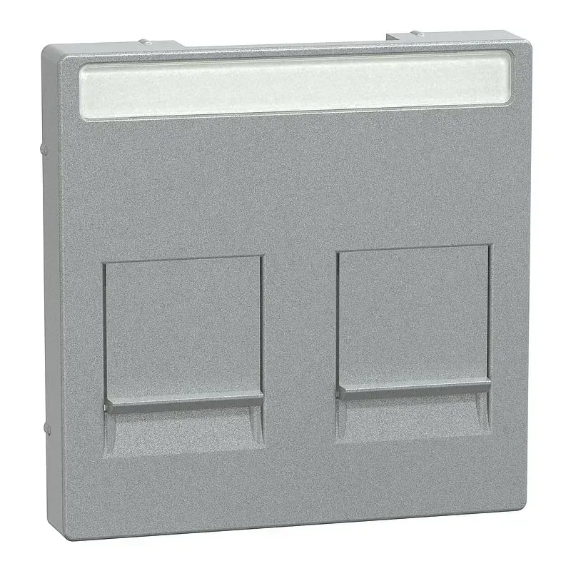 Placa centrala pentru Modular Jack 2 locuri cu camp de inscriptionare si clapeta de protectie impotriva prafului, alb polar, System M. MEG4564-0419