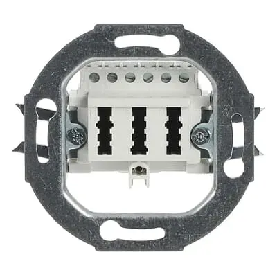 Modul priza telecomunicatii 2x 6/6 NFN, triplu, alb alpin Busch-Jaeger.  0243/04