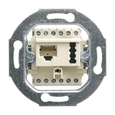 Modul priza pentru echipamente de comunicatii Cat 3, dublu, alb Busch-Jaeger.  UAE 8(6)TAE 6 F+N