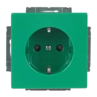 Priza SCHUKO Busch-Jaeger, cu inscriptie SV si  siguranta , verde - Platforma 63.  20 EUCB-13-82-102