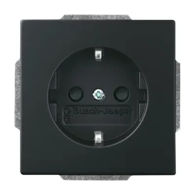 Priza SCHUKO Busch-Jaeger future linear cu lumina de orientare nocturna, LED alb, negru mat, platforma 63.  20 EUCBLI-885