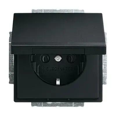 Priza SCHUKO Busch-Jaeger future linear cu capac rabatabil argintiu aluminiu, platforma 63.  20 EUK-83