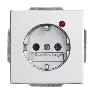 Priza SCHUKO Busch-Jaeger future linear,  protector cu lampa de veghe rosie, argintiu aluminiu, platforma 63.   2310 EUGL/VA-83-11