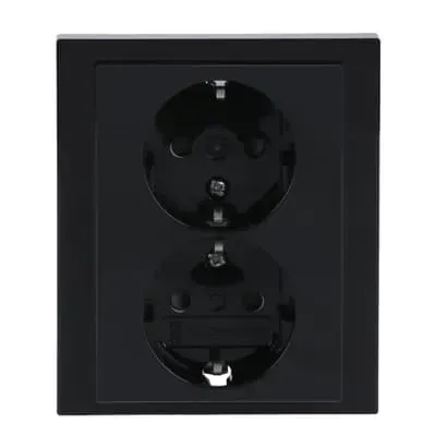Priza dubla SCHUKO Busch-Jaeger carat Safety+, antracit, platforma 63.  202 EUJB-81