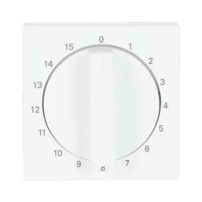 Capac intrerupator Busch-Jaeger future linear, cu simbol "1 ... 15 Min" pentru ceas programabil, buton rotativ, alb fildes, platforma 63.  1770-82-103