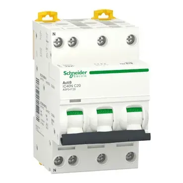 Acti9, iC40N Intreruptor automat 3P+N C 20A 6kA/10kA, A9P54720