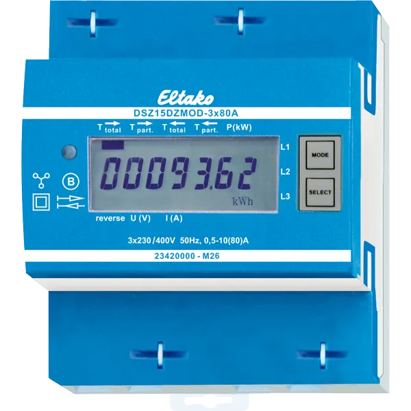 Contor trifazat bidirectional Modbus, MID DSZ15DZMOD-3x80A