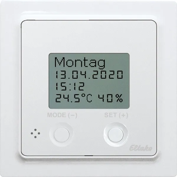 Termostat-Higrostrat Funk cu ceas și display în E-Design55 FUTH55ED/12-24VUC-wg