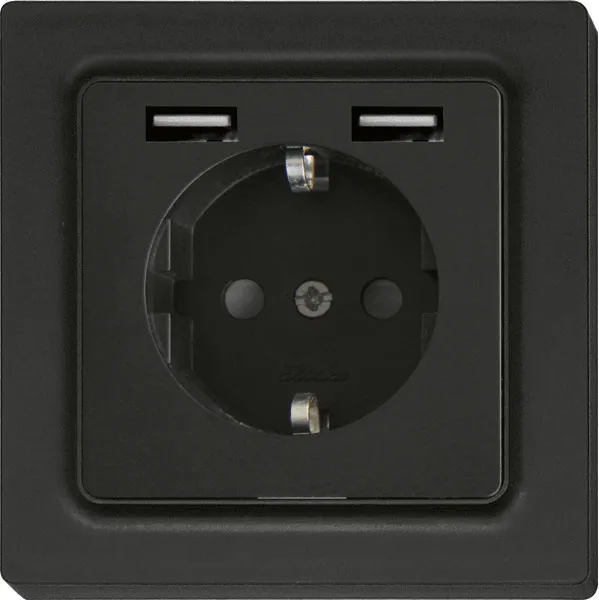 Priză de contact de protecție cu 2xUSB-A în E-Design55 DSS55E+2xUSBA-am