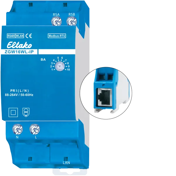 Pasarelă Modbus-contor de curent-MQTT peste WLAN și LAN; MQTT, REST-API, Modbus TCP ZGW16WL-IP