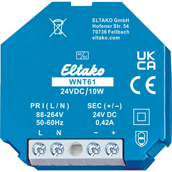 Sursă în comutație cu domeniu larg de intrare 24 V DC, 10 W WNT61-24VDC/10W