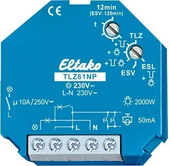 Automat de scară cu temporizare, 1 contact NO 10A Eltako TLZ61NP-230V